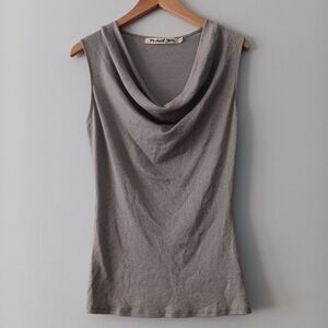 Michael Stars Gray Shimmer Cowl Neck Sleeveless Tank Top OS